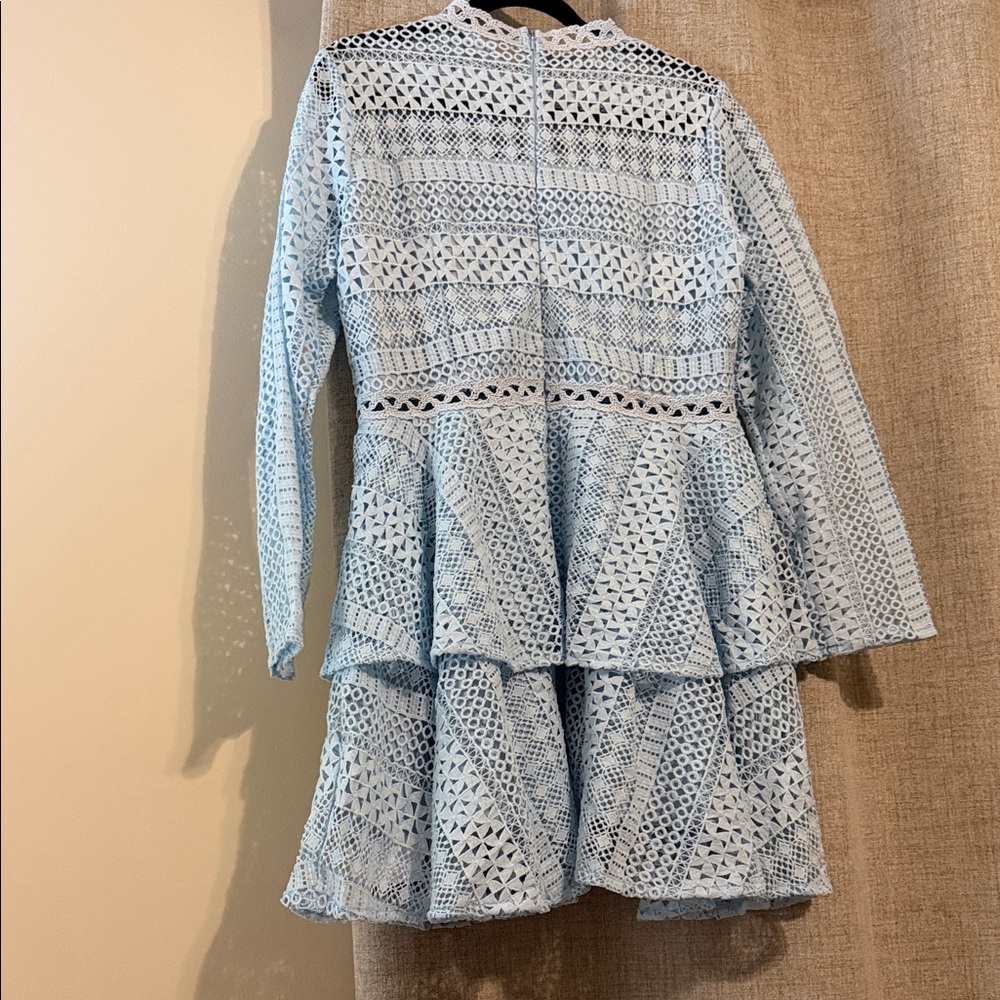Anewsta Light Blue Lace Peplum Tiered Dress- size XL - Picture 4 of 4